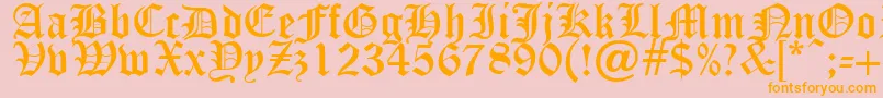 OldEnglishFive Font – Orange Fonts on Pink Background