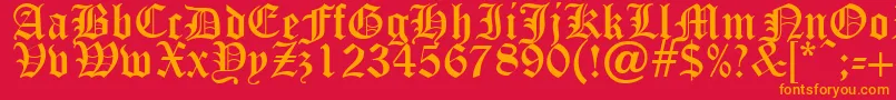 Шрифт OldEnglishFive – оранжевые шрифты на красном фоне