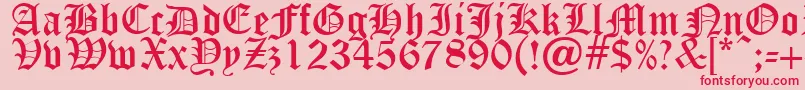 OldEnglishFive Font – Red Fonts on Pink Background