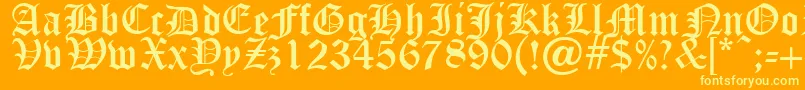 OldEnglishFive Font – Yellow Fonts on Orange Background