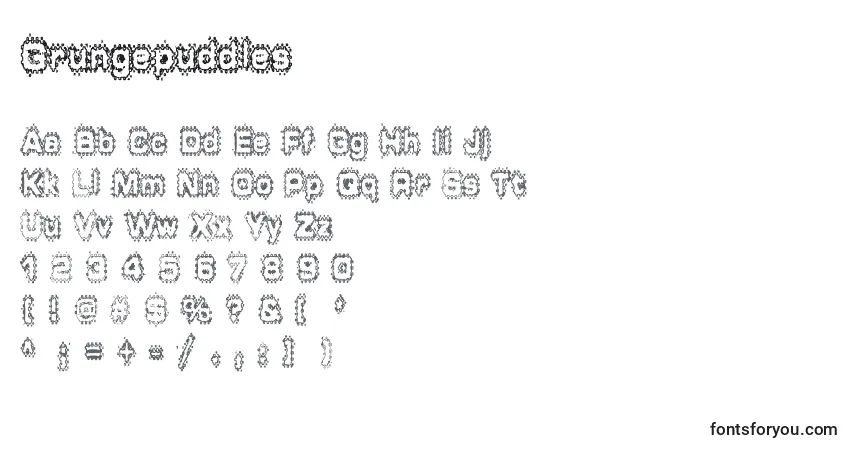 Grungepuddles-fontti – aakkoset, numerot, erikoismerkit