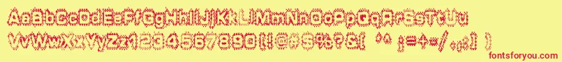 Grungepuddles Font – Red Fonts on Yellow Background