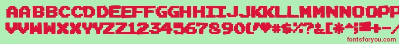フォントJoystixink – 赤い文字の緑の背景