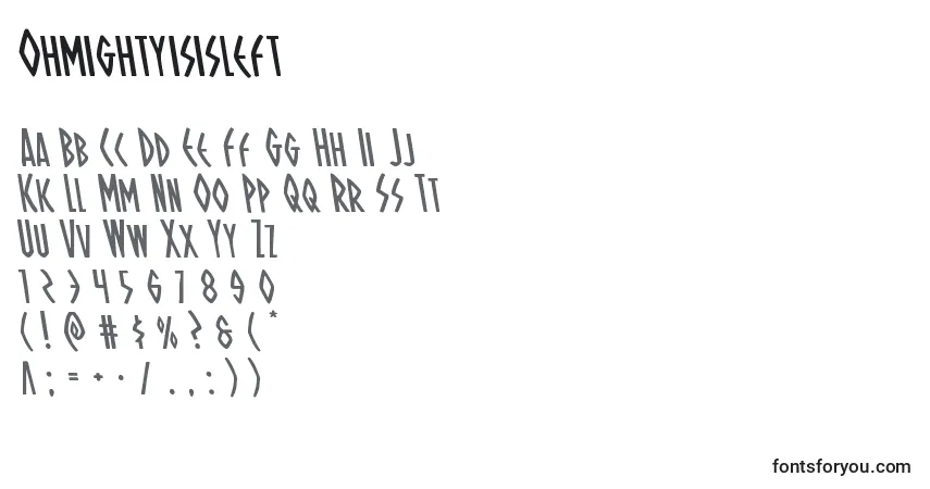 A fonte Ohmightyisisleft – alfabeto, números, caracteres especiais