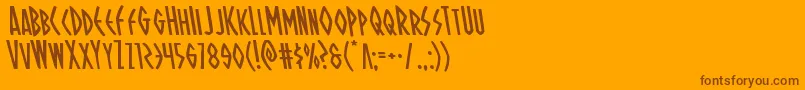 Ohmightyisisleft-Schriftart – Braune Schriften auf orangefarbenem Hintergrund