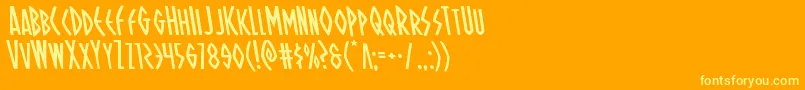 フォントOhmightyisisleft – オレンジの背景に黄色の文字