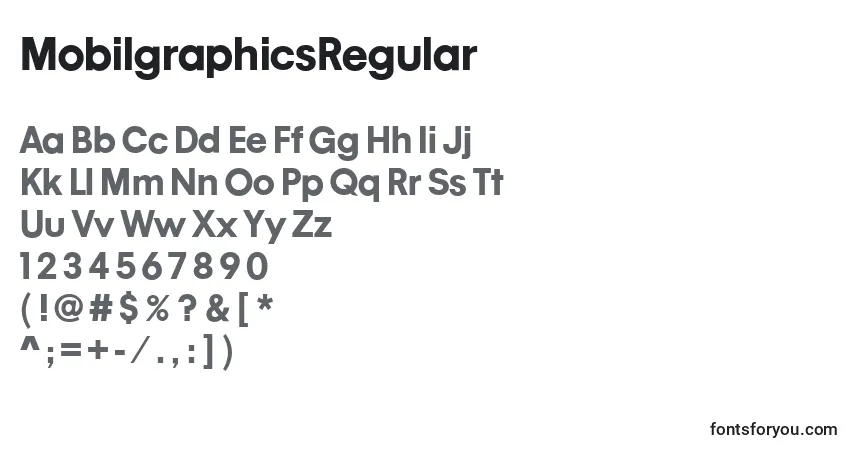 Czcionka MobilgraphicsRegular – alfabet, cyfry, specjalne znaki