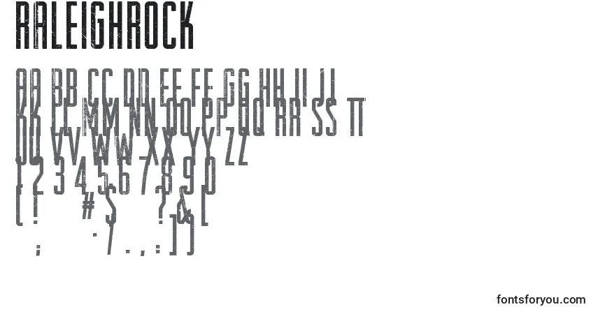 A fonte RaleighRock – alfabeto, números, caracteres especiais