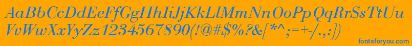 Police RothniNormalItalic – polices bleues sur fond orange