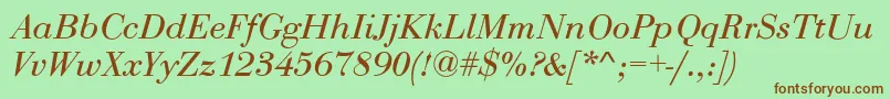 RothniNormalItalic Font – Brown Fonts on Green Background