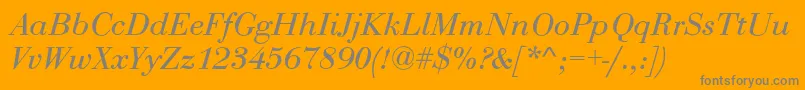 RothniNormalItalic-Schriftart – Graue Schriften auf orangefarbenem Hintergrund