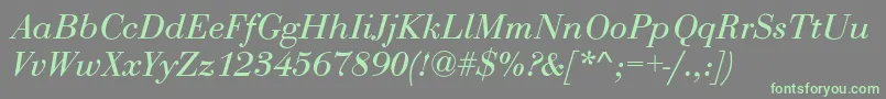 フォントRothniNormalItalic – 灰色の背景に緑のフォント
