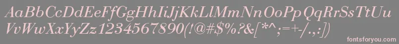 RothniNormalItalic-Schriftart – Rosa Schriften auf grauem Hintergrund