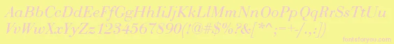 RothniNormalItalic Font – Pink Fonts on Yellow Background