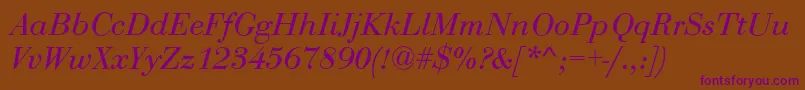 RothniNormalItalic Font – Purple Fonts on Brown Background