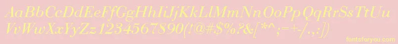 RothniNormalItalic Font – Yellow Fonts on Pink Background