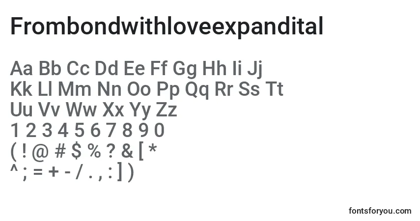 Czcionka Frombondwithloveexpandital – alfabet, cyfry, specjalne znaki