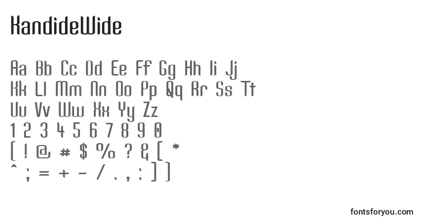 Schriftart KandideWide – Alphabet, Zahlen, spezielle Symbole