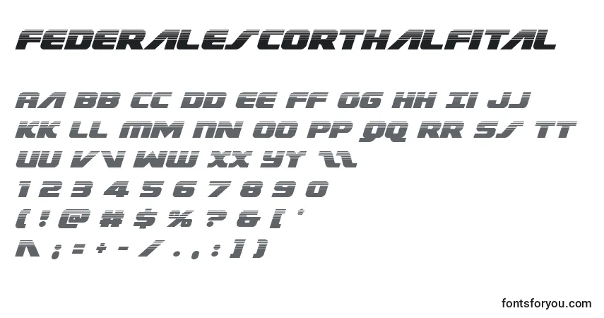 A fonte Federalescorthalfital – alfabeto, números, caracteres especiais