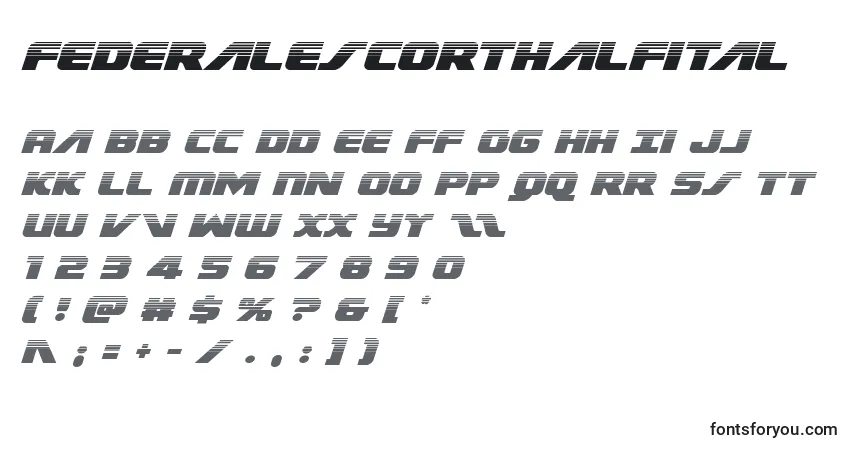 Schriftart Federalescorthalfital – Alphabet, Zahlen, spezielle Symbole