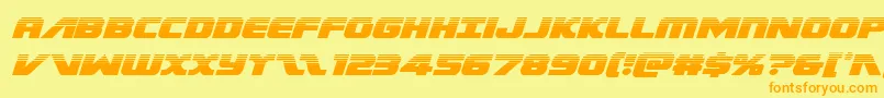 Federalescorthalfital-Schriftart – Orangefarbene Schriften auf gelbem Hintergrund