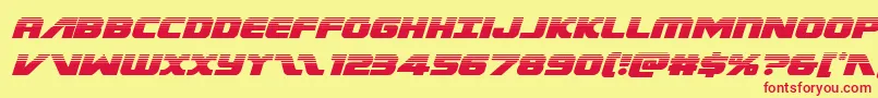 Federalescorthalfital-Schriftart – Rote Schriften auf gelbem Hintergrund
