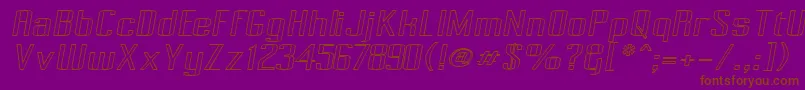 PecotOutlineOblique-Schriftart – Braune Schriften auf violettem Hintergrund