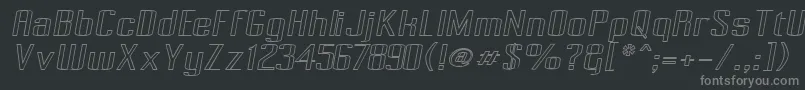 PecotOutlineOblique Font – Gray Fonts on Black Background