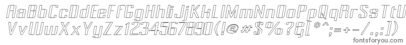 PecotOutlineOblique-fontti – harmaat kirjasimet valkoisella taustalla