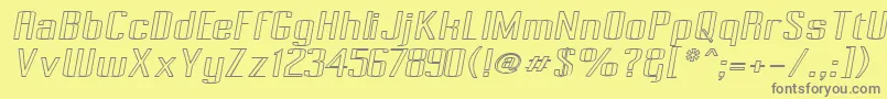 PecotOutlineOblique Font – Gray Fonts on Yellow Background