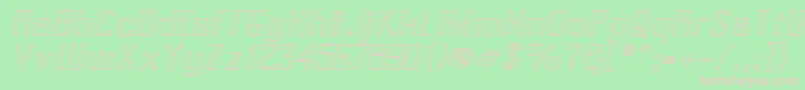 フォントPecotOutlineOblique – 緑の背景にピンクのフォント