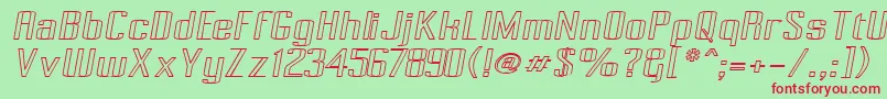 PecotOutlineOblique Font – Red Fonts on Green Background