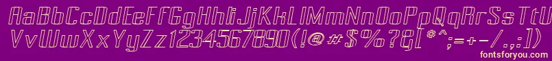 PecotOutlineOblique Font – Yellow Fonts on Purple Background