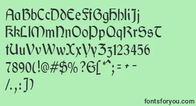 GaeliccondensedRegular font – Black Fonts On Green Background