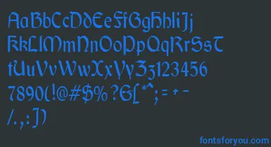 GaeliccondensedRegular font – Blue Fonts On Black Background