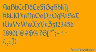 GaeliccondensedRegular font – Blue Fonts On Orange Background