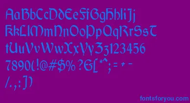 GaeliccondensedRegular font – Blue Fonts On Purple Background