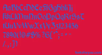 GaeliccondensedRegular font – Blue Fonts On Red Background