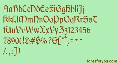 GaeliccondensedRegular font – Brown Fonts On Green Background