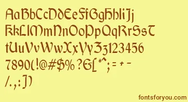 GaeliccondensedRegular font – Brown Fonts On Yellow Background