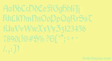 GaeliccondensedRegular font – Green Fonts On Yellow Background