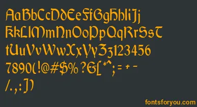 GaeliccondensedRegular font – Orange Fonts On Black Background