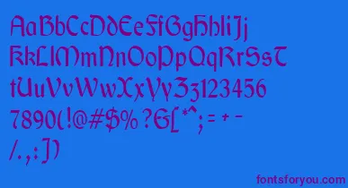 GaeliccondensedRegular font – Purple Fonts On Blue Background