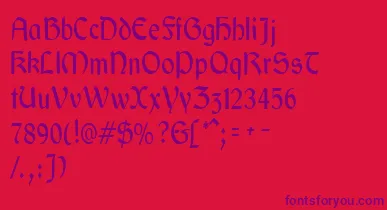 GaeliccondensedRegular font – Purple Fonts On Red Background