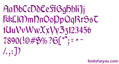 GaeliccondensedRegular font – Purple Fonts On White Background