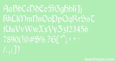 GaeliccondensedRegular font – White Fonts On Green Background