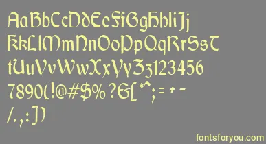GaeliccondensedRegular font – Yellow Fonts On Gray Background