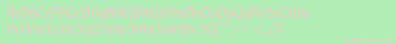 GaeliccondensedRegular-fontti – vaaleanpunaiset fontit vihreällä taustalla