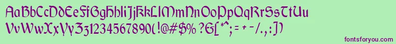 GaeliccondensedRegular Font – Purple Fonts on Green Background