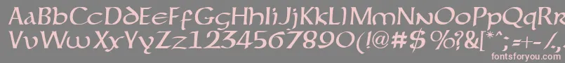フォントForgottenuncial – 灰色の背景にピンクのフォント
